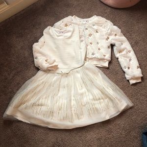 Holiday Shimmer Dress with Fur Jacket